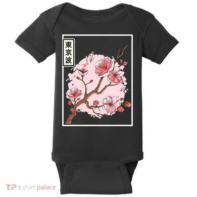 Pink Sakura Flowers japanese cherry blossom Baby Bodysuit