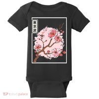 Pink Sakura Flowers japanese cherry blossom Baby Bodysuit thumb 0