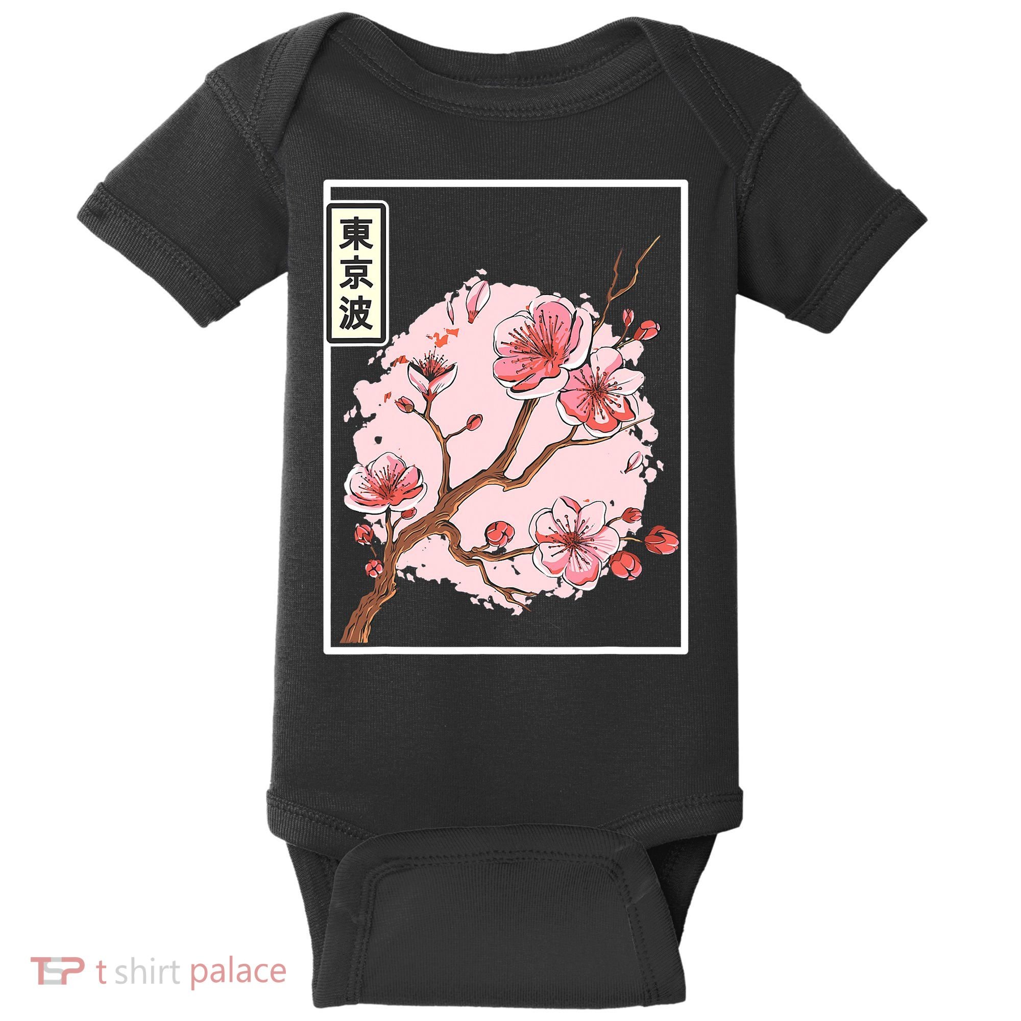 Pink Sakura Flowers japanese cherry blossom Baby Bodysuit