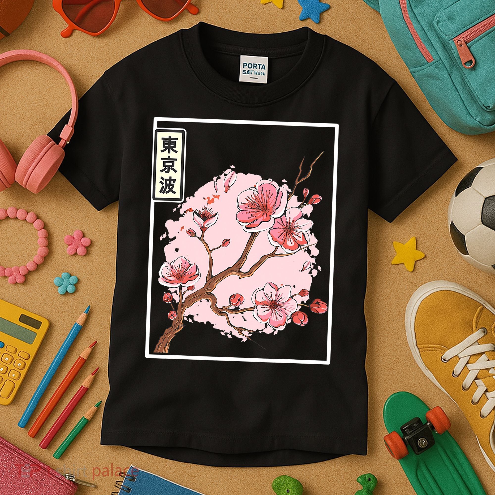 Pink Sakura Flowers japanese cherry blossom Kids T-Shirt