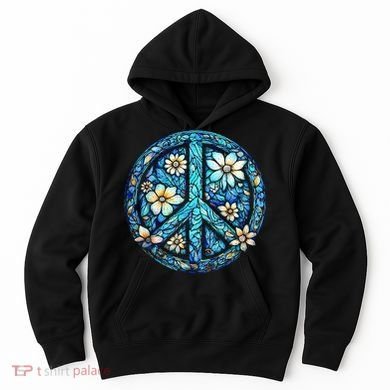 Peace Sign flowers 60's 70s Retro Hippie Hoodie