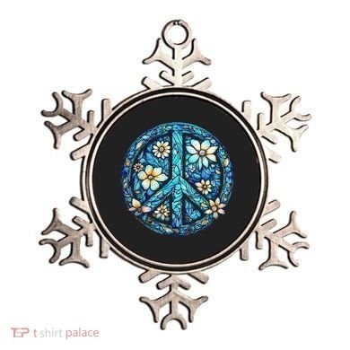 Peace Sign flowers 60's 70s Retro Hippie Ornament