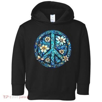Peace Sign flowers 60's 70s Retro Hippie Toddler Hoodie