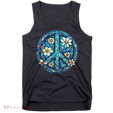Peace Sign flowers 60's 70s Retro Hippie Tank Top