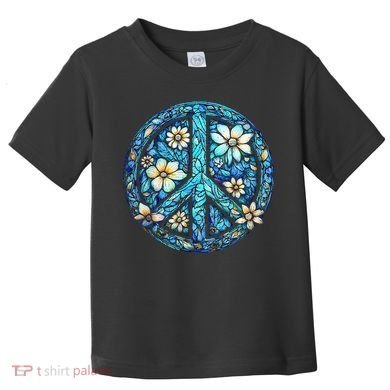 Peace Sign flowers 60's 70s Retro Hippie Toddler T-Shirt