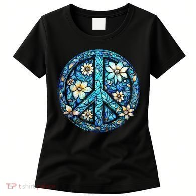 Peace Sign flowers 60's 70s Retro Hippie Women's T-Shirt