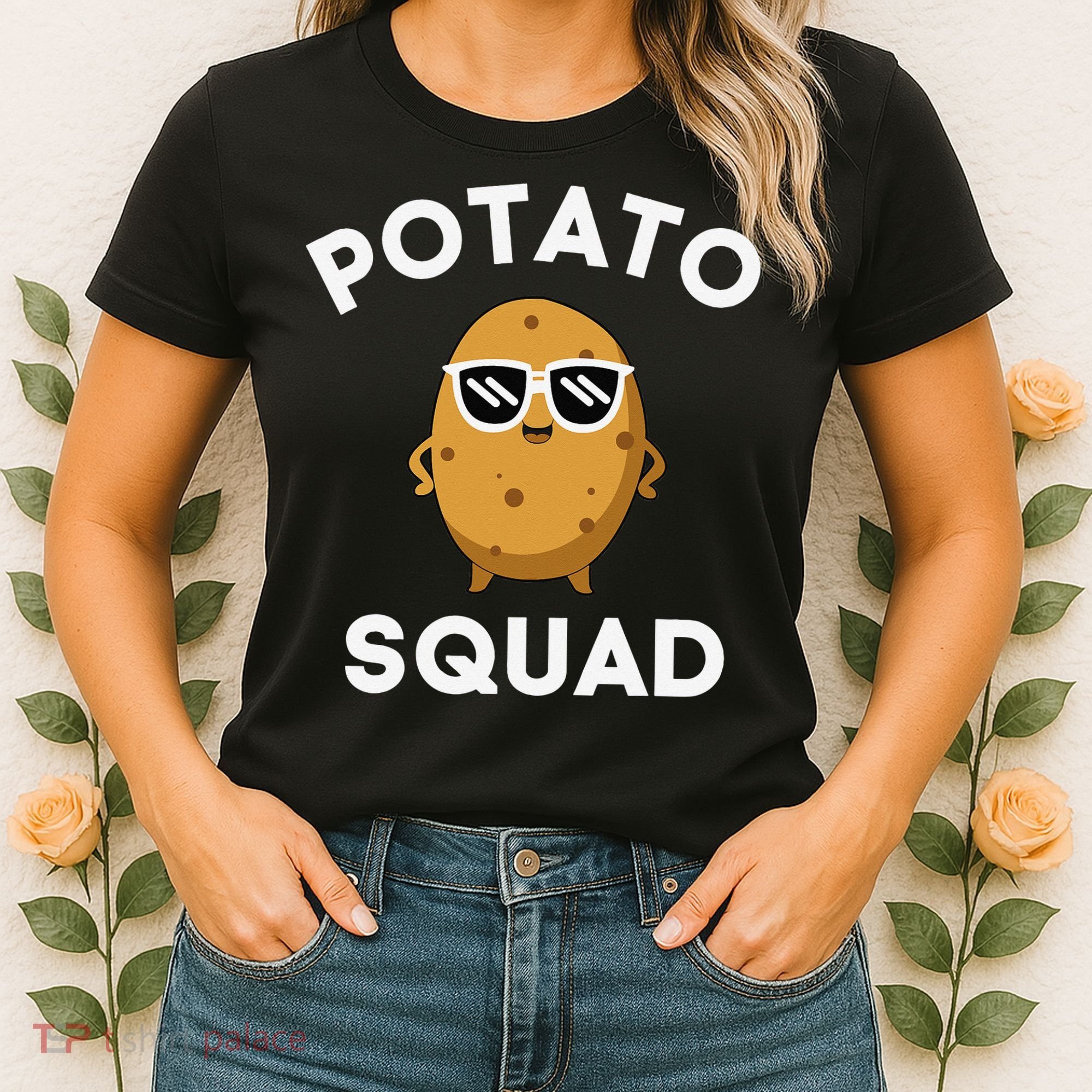 POTATO SQUAD Funny Smiling Vegetarian Matching Potato Lovers Women's T-Shirt