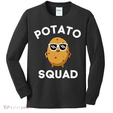 POTATO SQUAD Funny Smiling Vegetarian Matching Potato Lovers Kids Long Sleeve Shirt