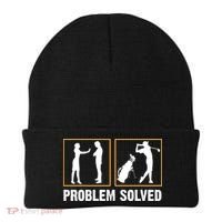 Problem Solved Funny Golfers Gift For Him Beanie thumb 0