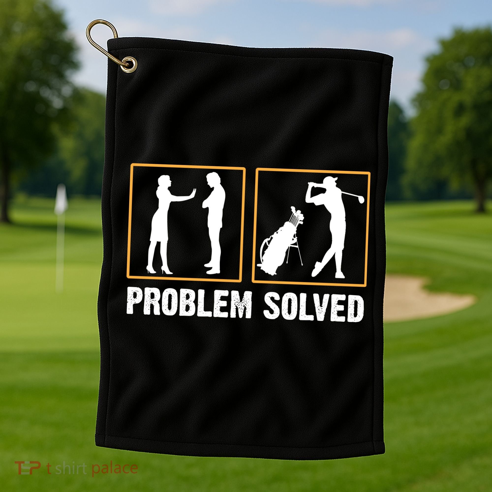 Problem Solved Funny Golfers Gift For Him Golf Towel
