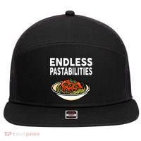 Pasta Spaghetti Funny Endless Pastabilities 7 Panel Mesh Trucker Snapback Hat thumb 0