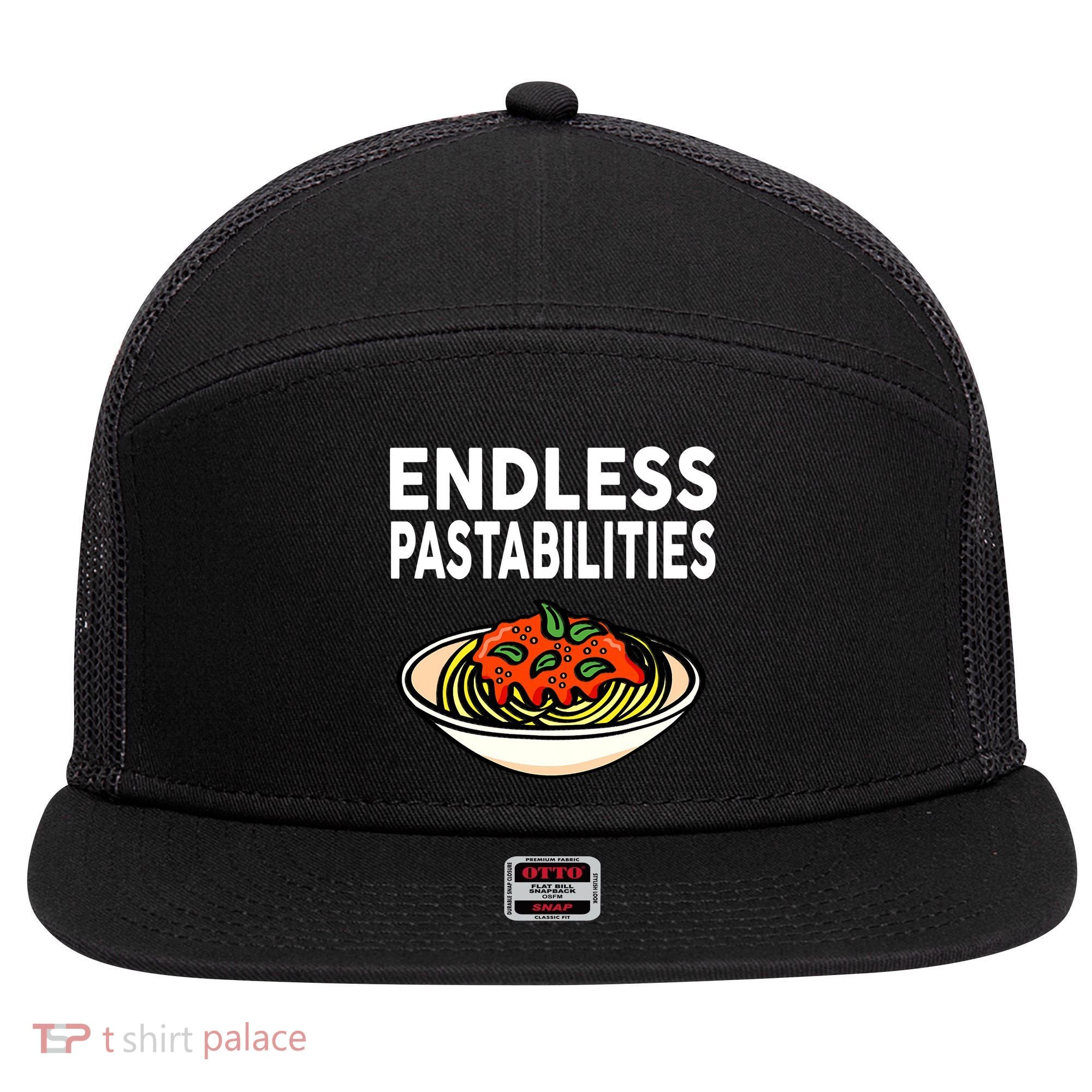 Pasta Spaghetti Funny Endless Pastabilities 7 Panel Mesh Trucker Snapback Hat