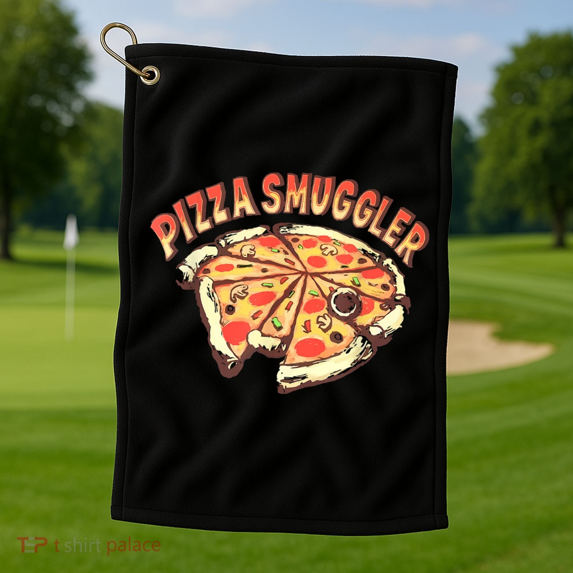 Pizza Smuggler Funny Pizza Lovers Golf Towel