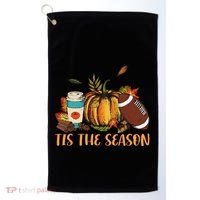 Pumpkin Spice Football Tis The Season Fall Thanksgiving Gift Gift Golf Towel thumb 0