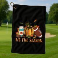 Pumpkin Spice Football Tis The Season Fall Thanksgiving Gift Gift Golf Towel thumb 1