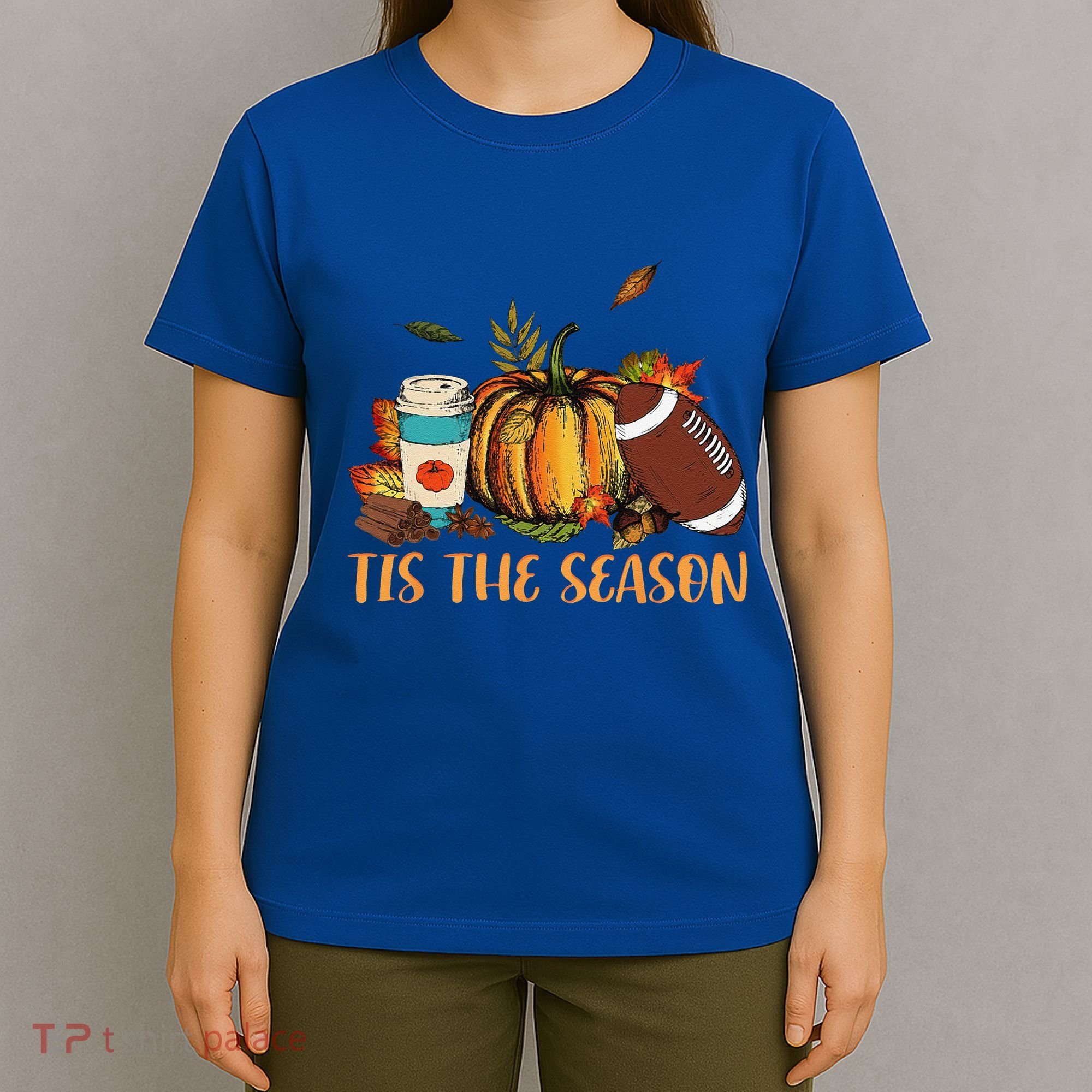 Pumpkin Spice Football Tis The Season Fall Thanksgiving Gift Gift T-Shirt