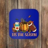 Pumpkin Spice Football Tis The Season Fall Thanksgiving Gift Gift Coaster thumb 0