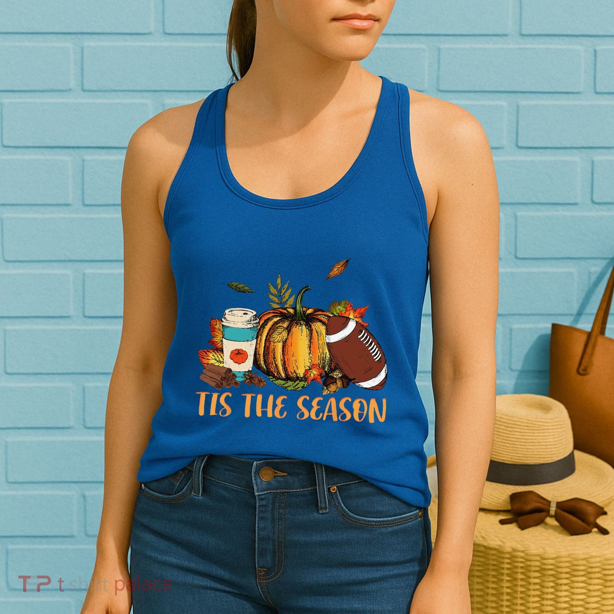 Pumpkin Spice Football Tis The Season Fall Thanksgiving Gift Gift Women's Tank Top