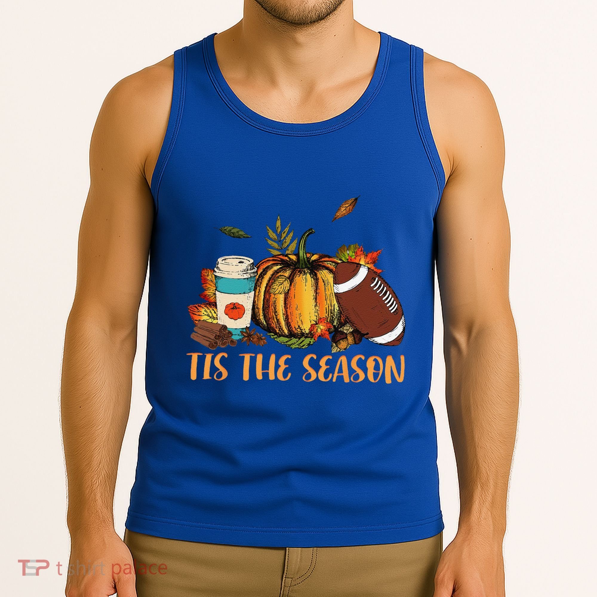 Pumpkin Spice Football Tis The Season Fall Thanksgiving Gift Gift Tank Top