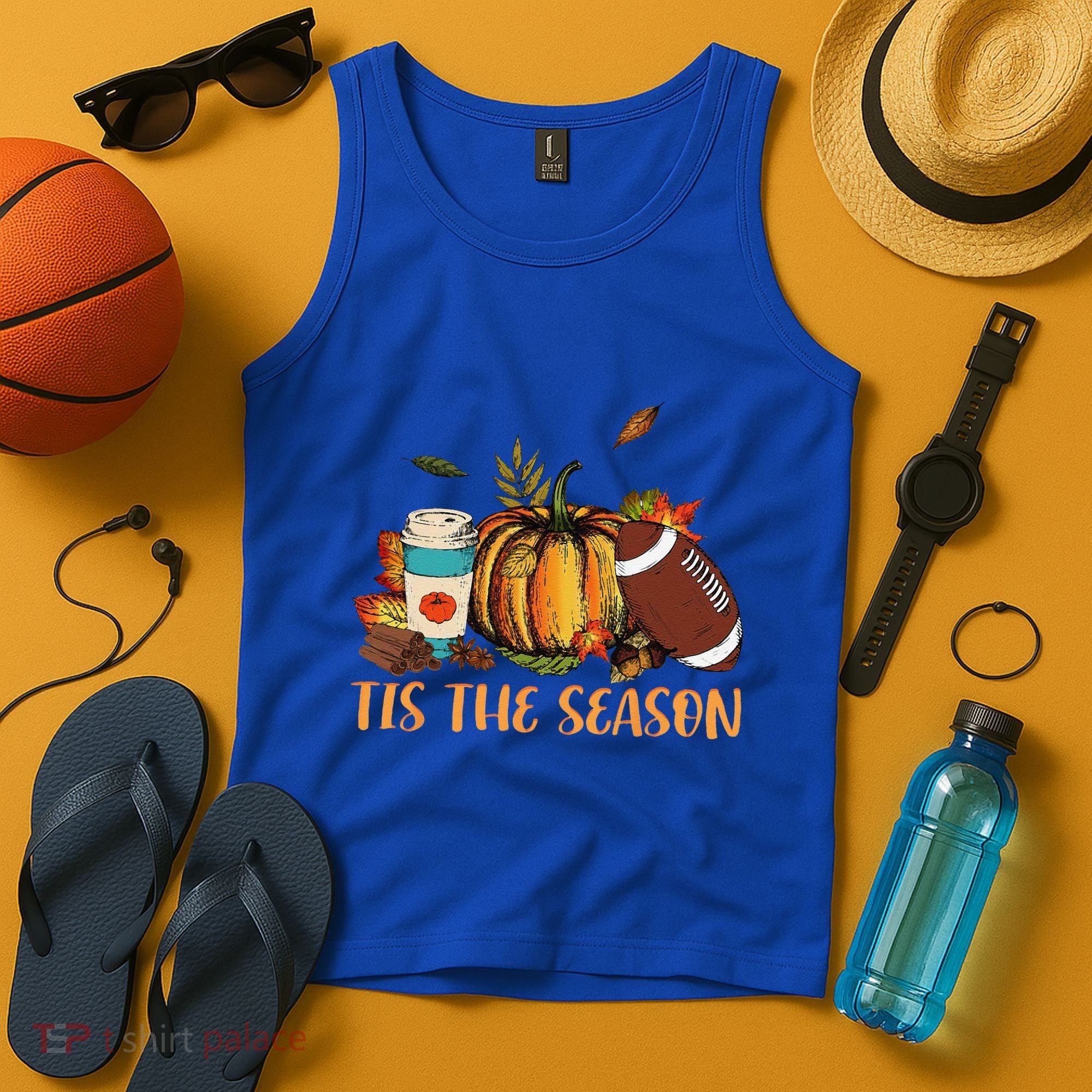 Pumpkin Spice Football Tis The Season Fall Thanksgiving Gift Gift Tank Top