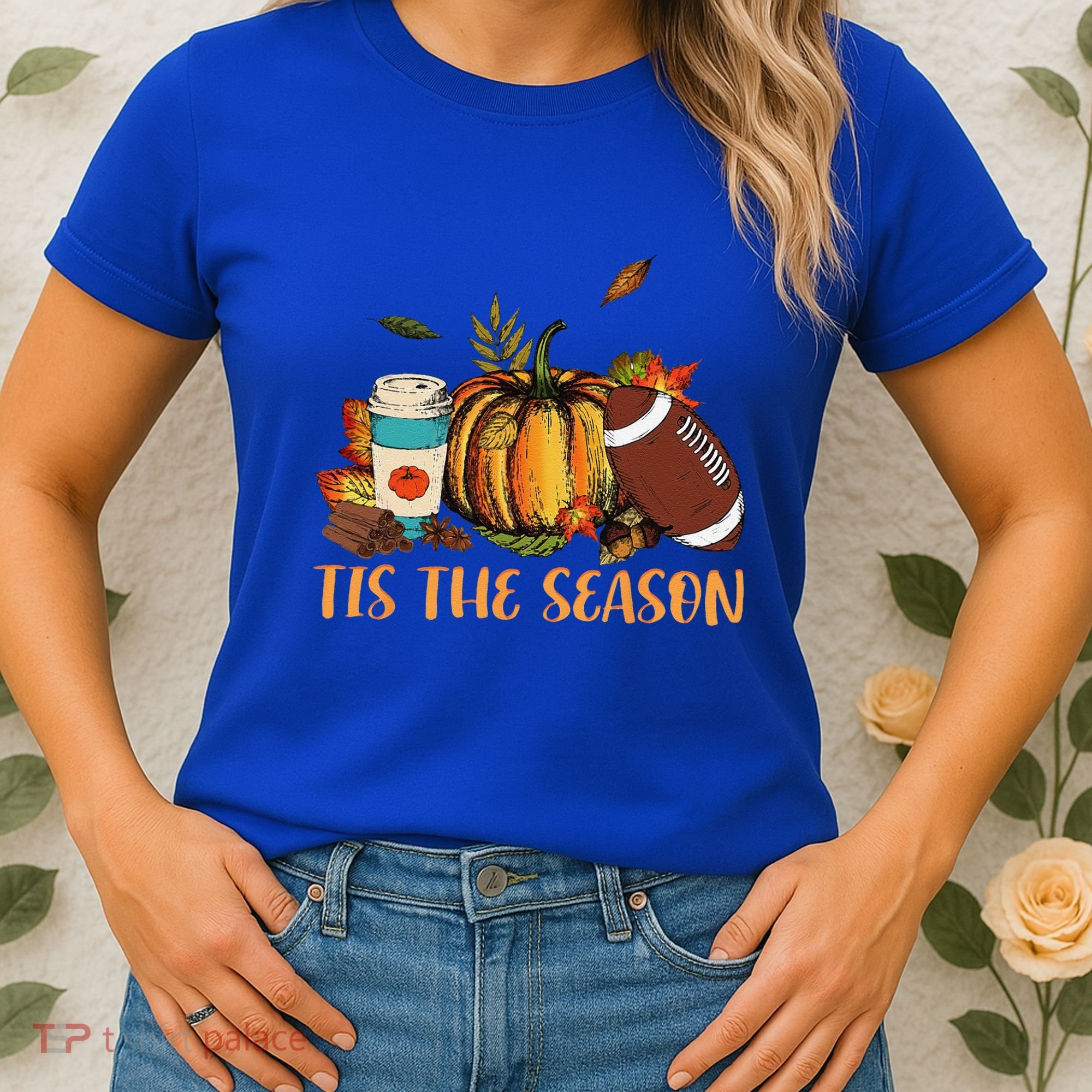 Pumpkin Spice Football Tis The Season Fall Thanksgiving Gift Gift Women's T-Shirt