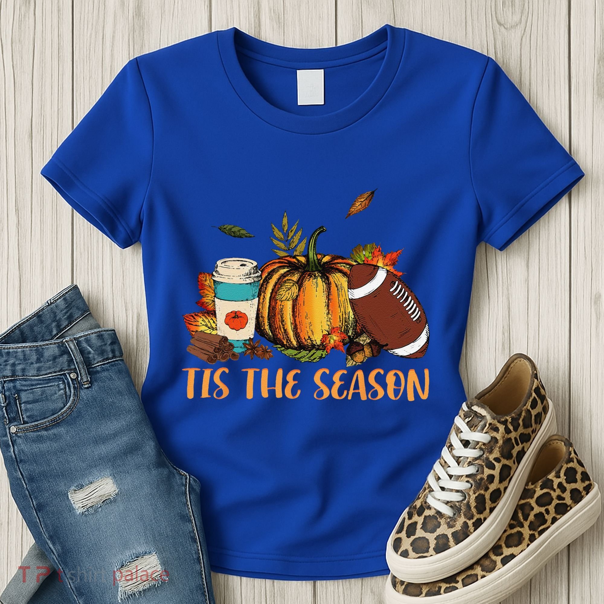 Pumpkin Spice Football Tis The Season Fall Thanksgiving Gift Gift Women's T-Shirt