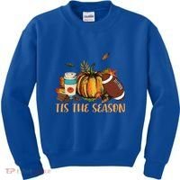 Pumpkin Spice Football Tis The Season Fall Thanksgiving Gift Gift Kids Sweatshirt thumb 0