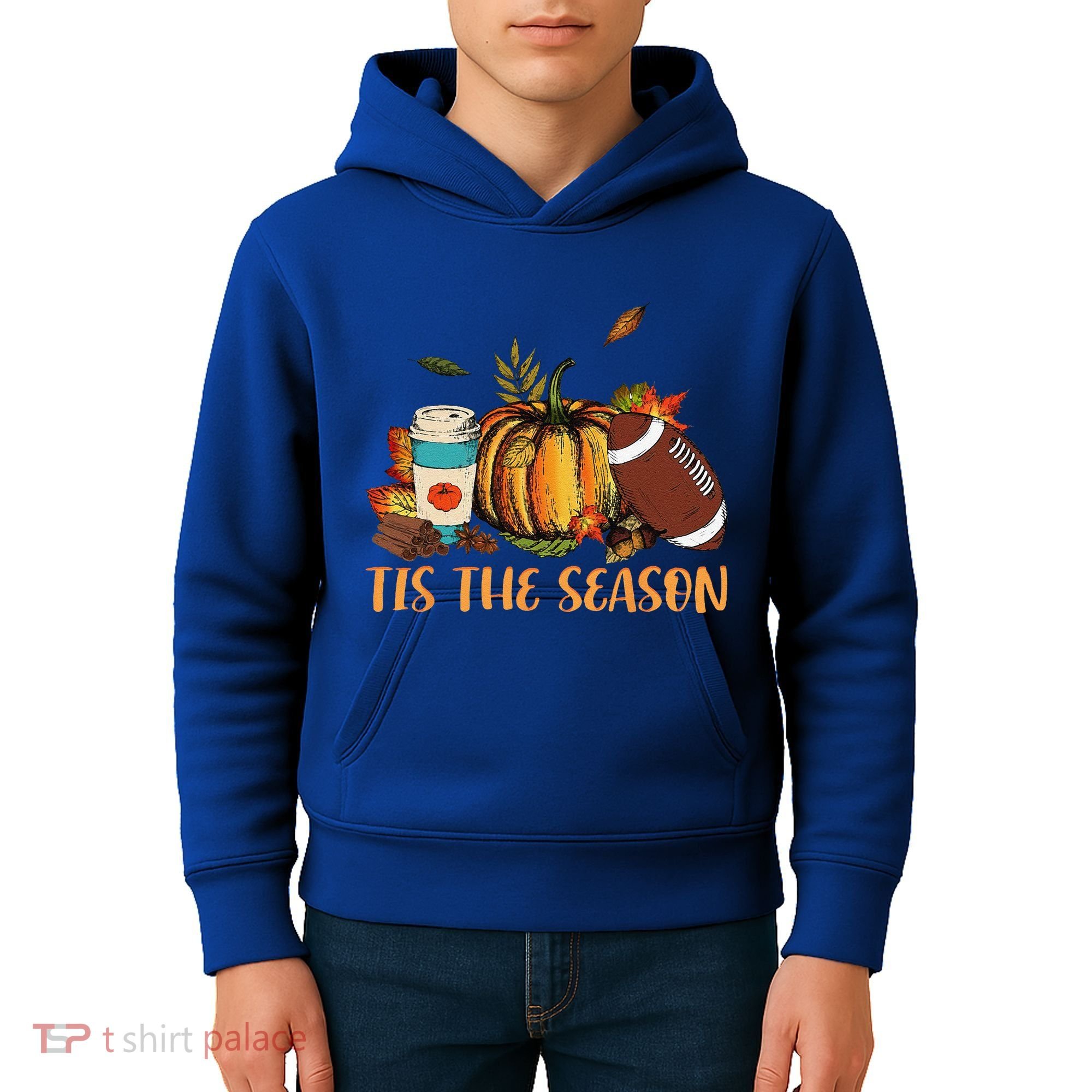 Pumpkin Spice Football Tis The Season Fall Thanksgiving Gift Gift Kids Hoodie