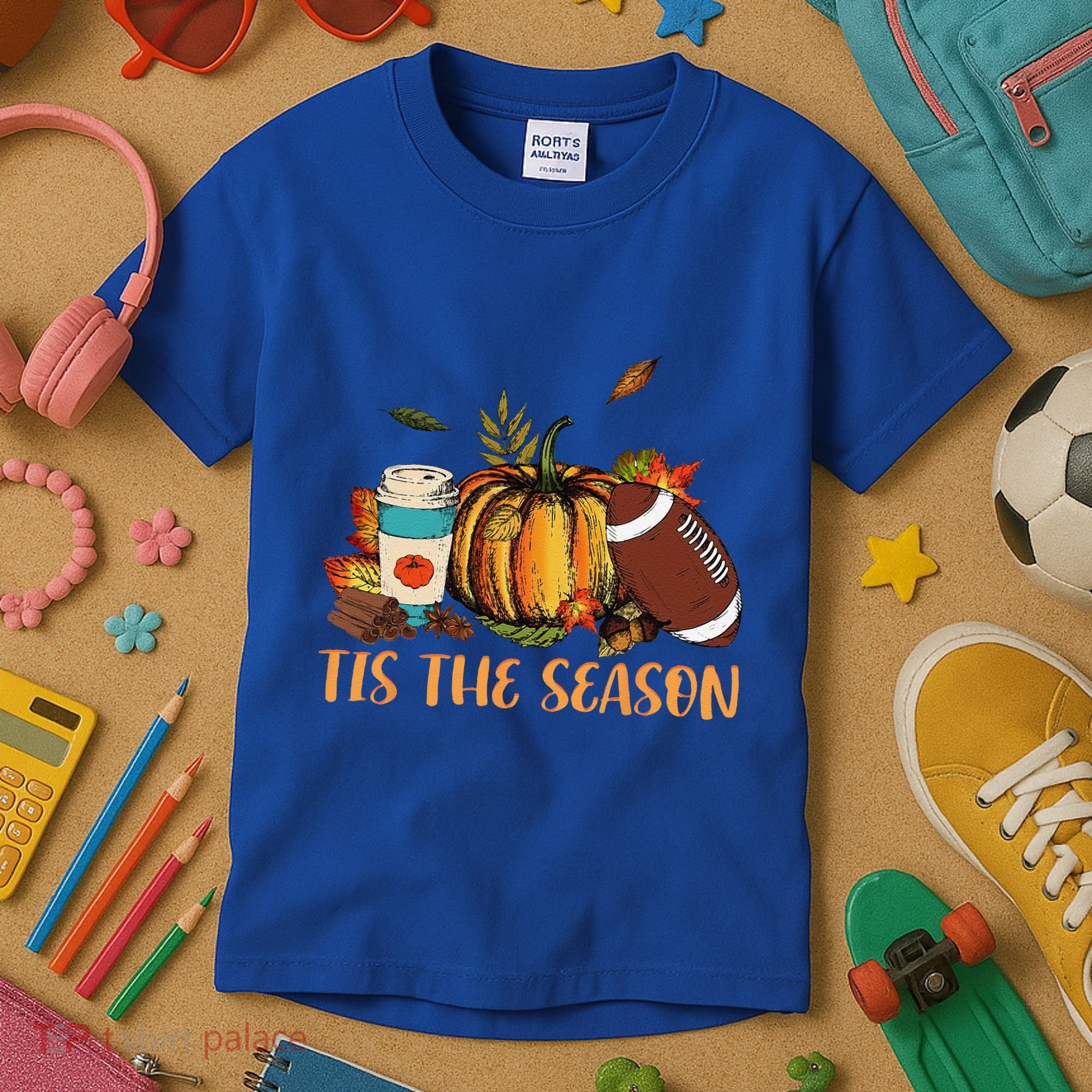 Pumpkin Spice Football Tis The Season Fall Thanksgiving Gift Gift Kids T-Shirt