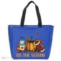 Pumpkin Spice Football Tis The Season Fall Thanksgiving Gift Gift Tote Bag thumb 0