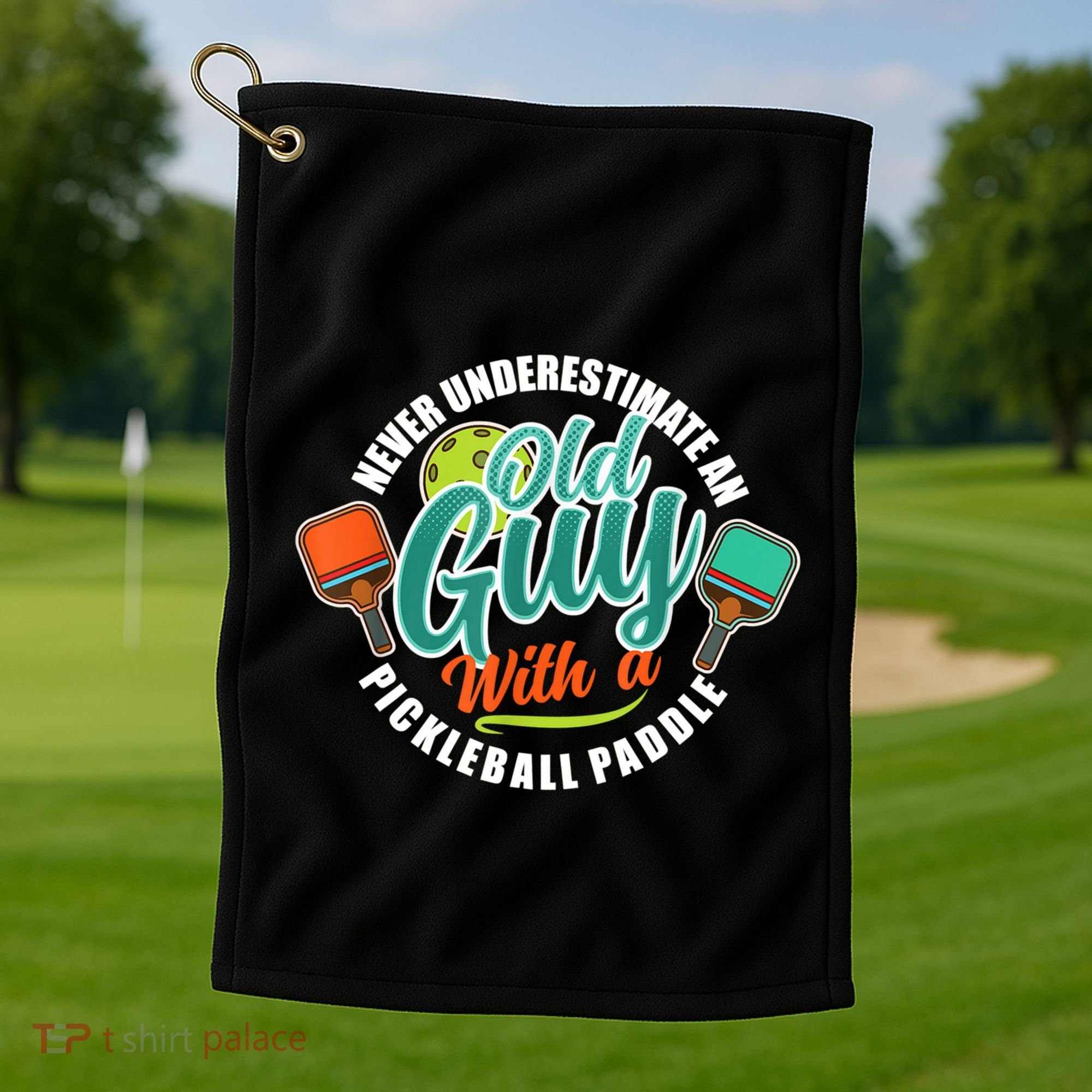 Pickleball Saying Grandma Old Guys Golf Towel