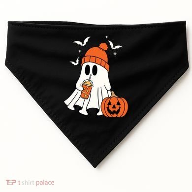 Pumpkin Spice Ghost Spooky Season USA-Made Doggie Bandana