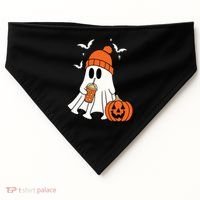 Pumpkin Spice Ghost Spooky Season USA-Made Doggie Bandana thumb 0