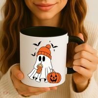 Pumpkin Spice Ghost Spooky Season Coffee Mug thumb 3