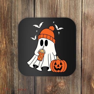 Pumpkin Spice Ghost Spooky Season Coaster