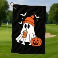 Pumpkin Spice Ghost Spooky Season Golf Towel thumb 1