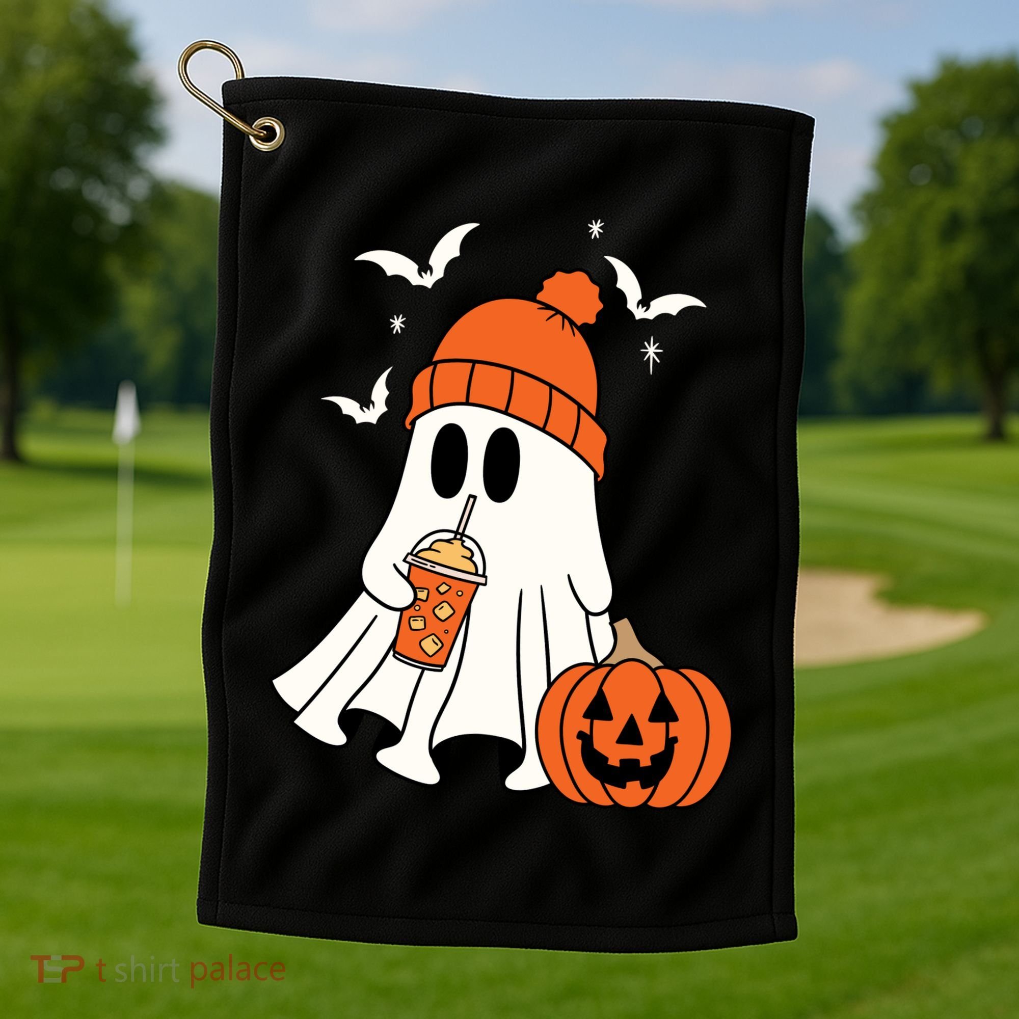 Pumpkin Spice Ghost Spooky Season Golf Towel