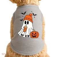 Pumpkin Spice Ghost Spooky Season Doggie Tank thumb 0
