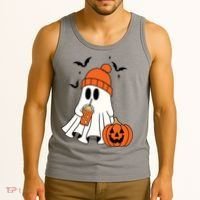 Pumpkin Spice Ghost Spooky Season Tank Top thumb 3