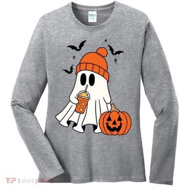 Pumpkin Spice Ghost Spooky Season Women's Long Sleeve Shirt