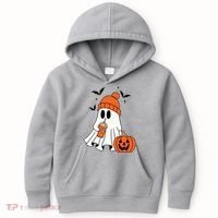 Pumpkin Spice Ghost Spooky Season Kids Hoodie thumb 0