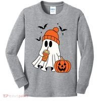 Pumpkin Spice Ghost Spooky Season Kids Long Sleeve Shirt thumb 0