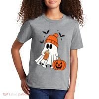 Pumpkin Spice Ghost Spooky Season Kids T-Shirt thumb 2