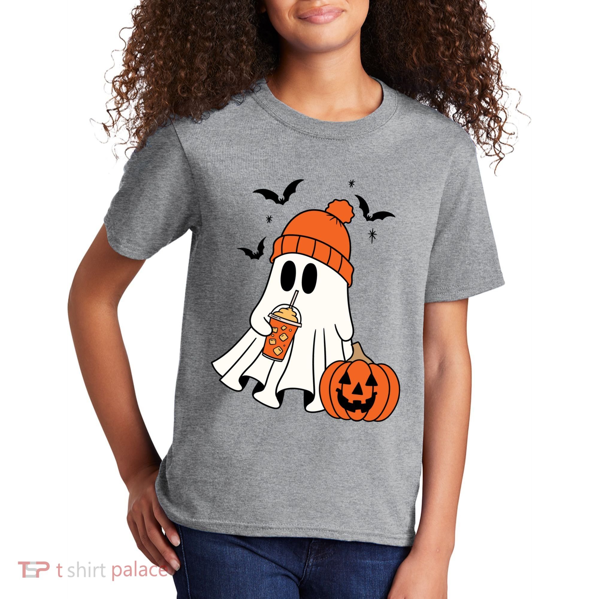 Pumpkin Spice Ghost Spooky Season Kids T-Shirt