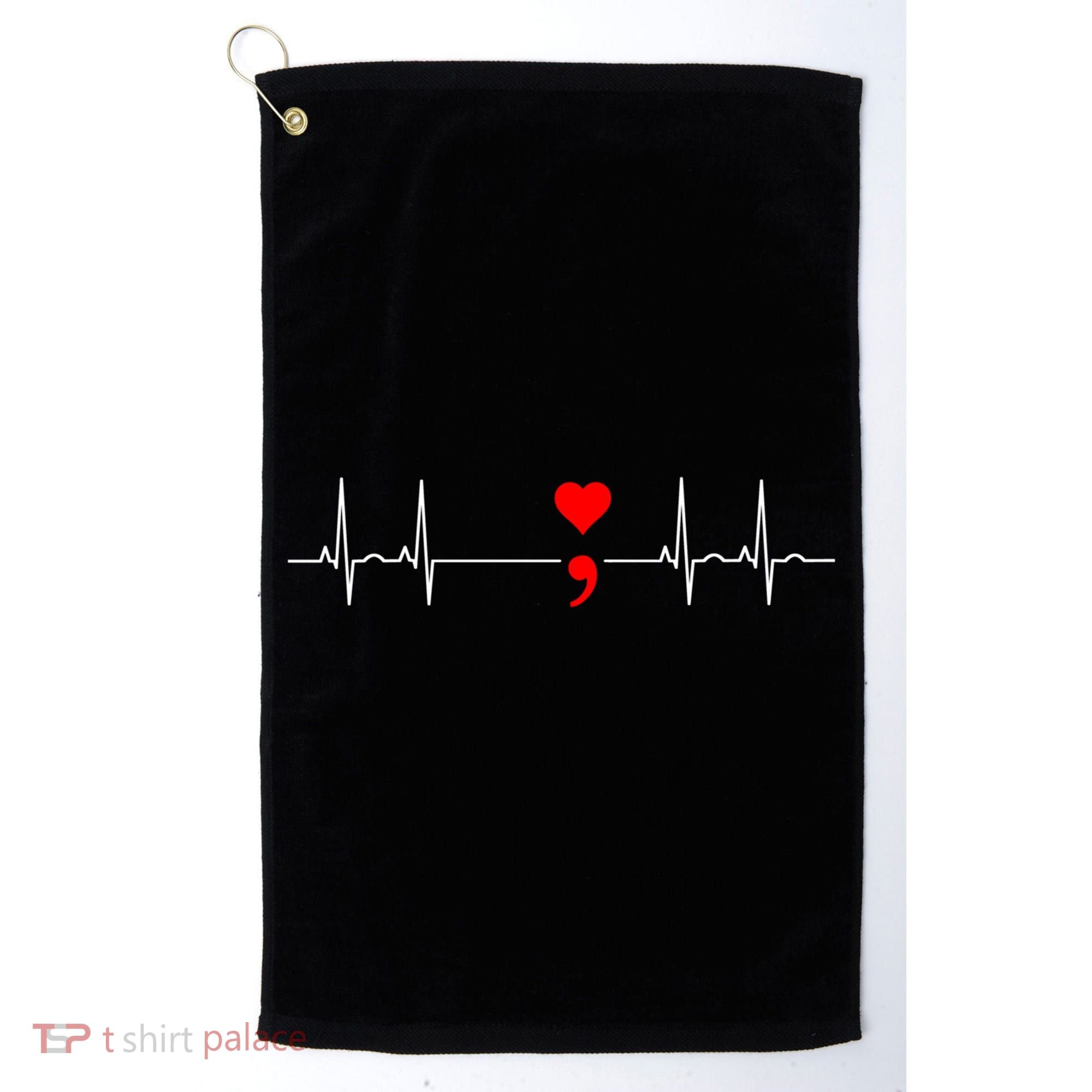 Project Semicolon Gift Suicide Prevention Great Gift Heartbeat Meaningful Gift Golf Towel