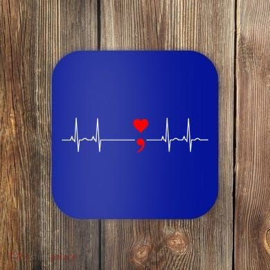 Project Semicolon Gift Suicide Prevention Great Gift Heartbeat Meaningful Gift Coaster