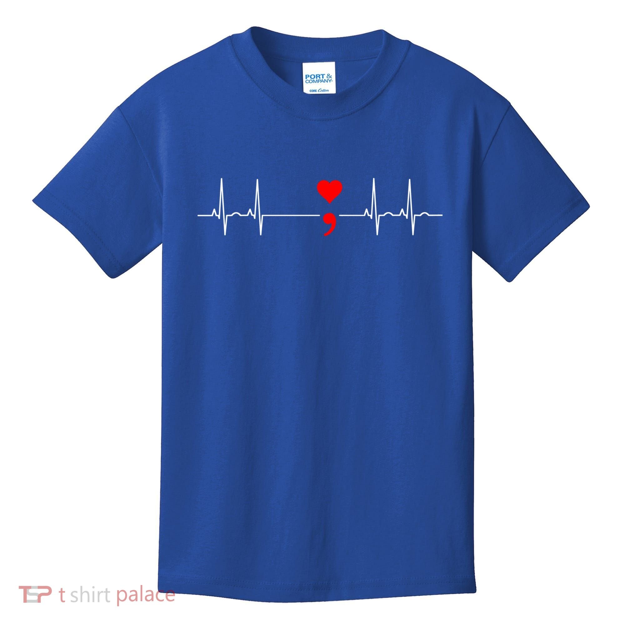 Project Semicolon Gift Suicide Prevention Great Gift Heartbeat Meaningful Gift Kids T-Shirt