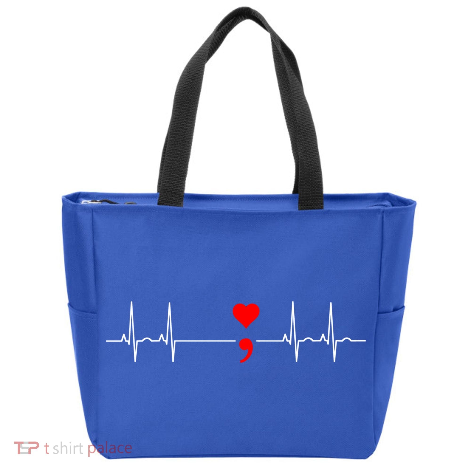 Project Semicolon Gift Suicide Prevention Great Gift Heartbeat Meaningful Gift Tote Bag