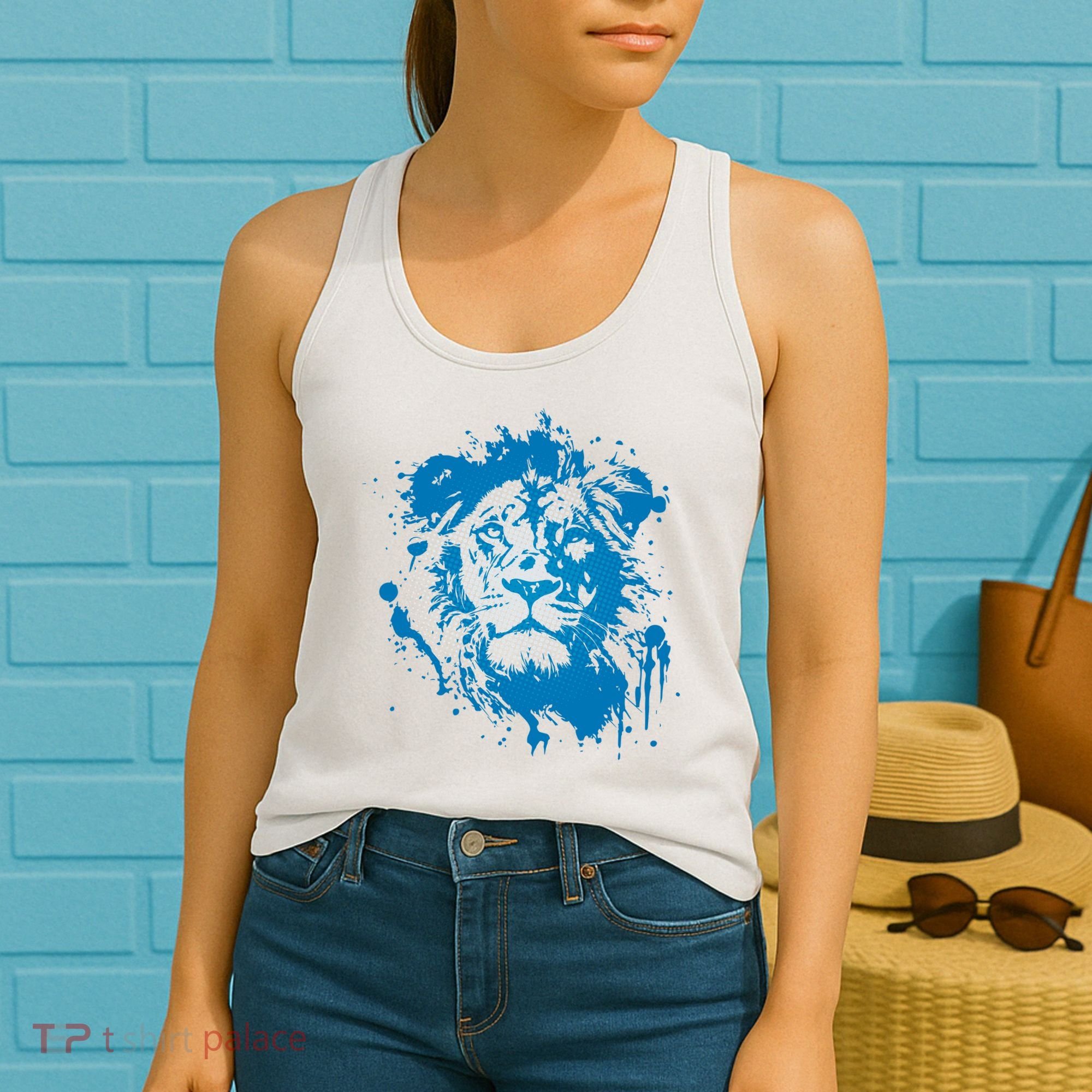 Paint Splat Graffiti Lions Football Sports Fan Women's Tank Top