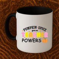 Pumpkin Spice Gives Me Teacher Powers Funny Fall Coffee Mug thumb 2